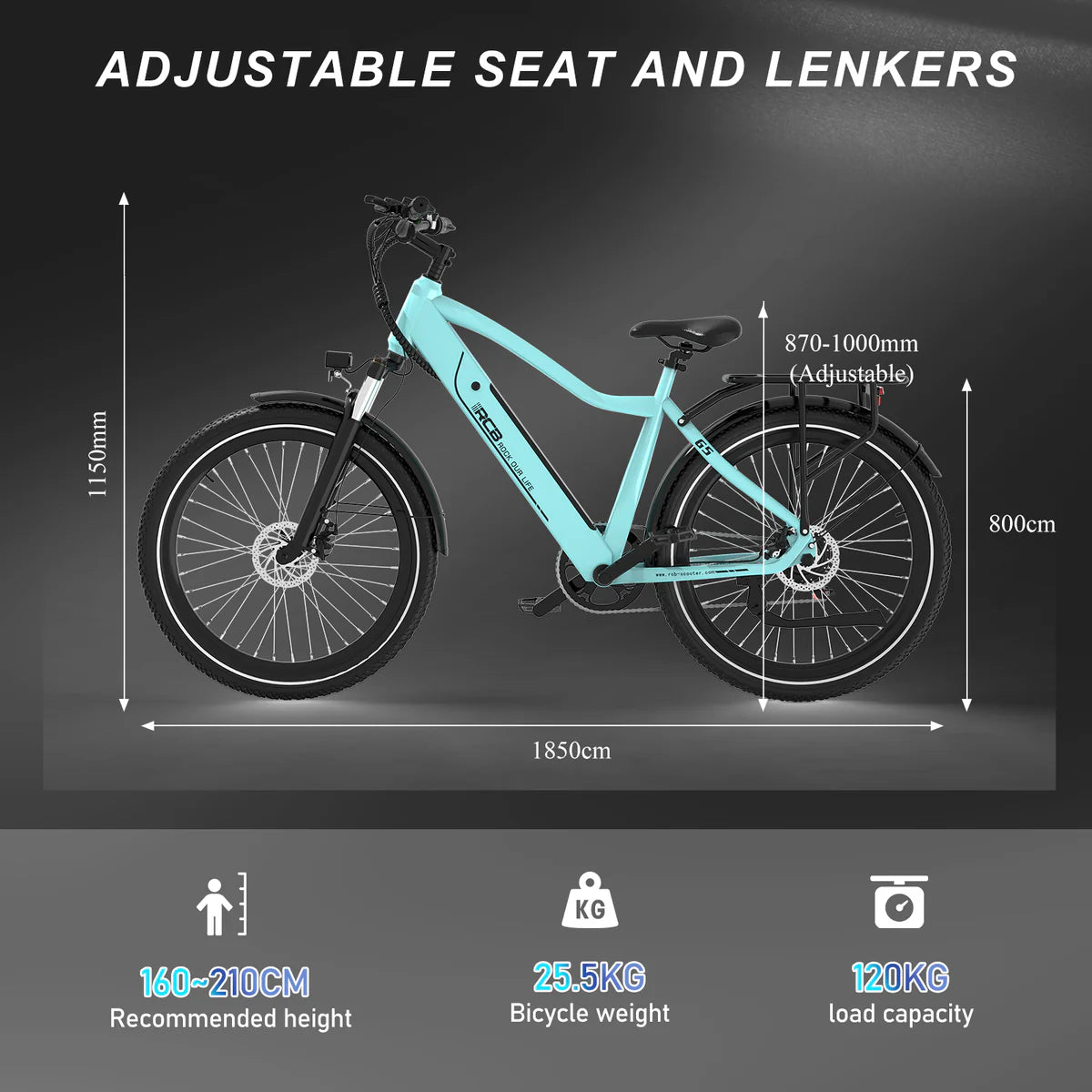 RCB G5 Elektrofahrrad für Erwachsene (RCB App & NFC E Bike) Aran Shop