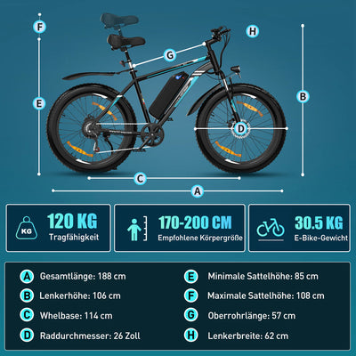 HITWAY BK15 4.0 Elektrofahrrad mit fetten Reifen - Aran Shop