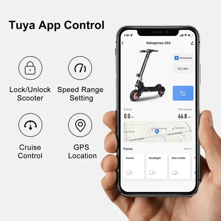 G63 Elektroroller mit 1200W Dual-Motor – Bis zu 50 km/h Offroad Performance Aran Shop